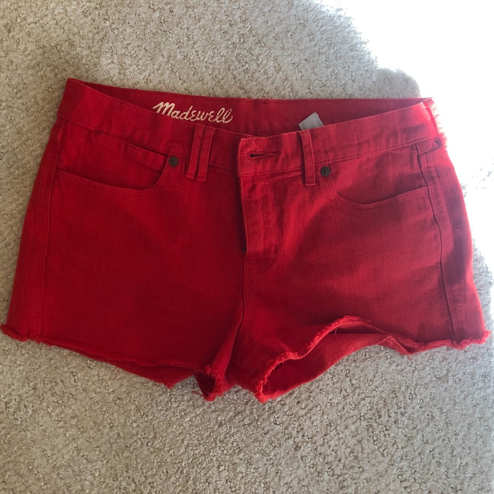 Madewell Red Jean Shorts, Women's 28